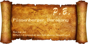 Pissenberger Barakony névjegykártya